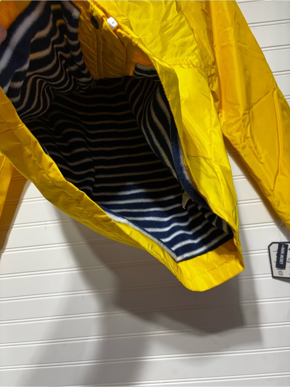 Oshkosh b’gosh yellow hooded rain coat size 14 fleece lined kids windbreaker - Picture 4 of 8